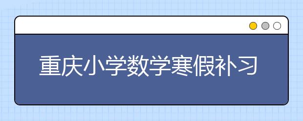 重慶小學(xué)數(shù)學(xué)寒假補(bǔ)習(xí)  學(xué)習(xí)方式靈活