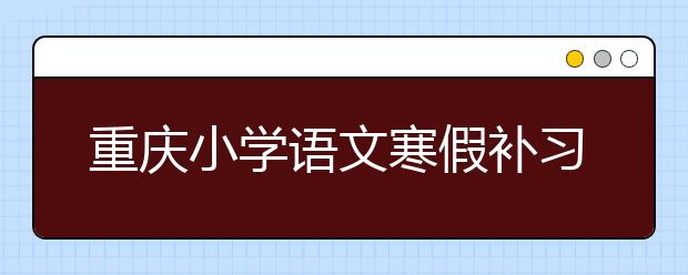 重慶小學(xué)語文寒假補(bǔ)習(xí)  從一道“二孩”考題說起