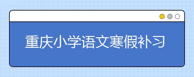 重慶小學(xué)語(yǔ)文寒假補(bǔ)習(xí)  搶占作文“半壁江山”