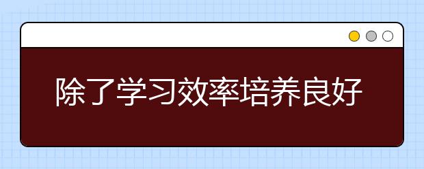 除了學習效率培養(yǎng)良好的學習習慣也很重要