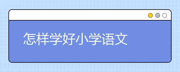 怎樣學(xué)好小學(xué)語文