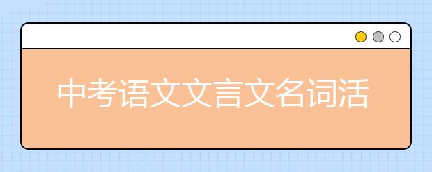 中考语文文言文名词活用汇总