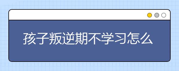 孩子叛逆期不学习怎么办，如何让叛逆期的孩子爱上学习？