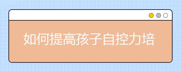 如何提高孩子自控力培養(yǎng)孩子自控力的幾個(gè)方法