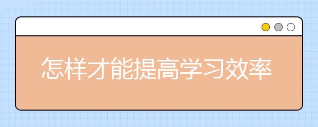 怎样才能提高学习效率9个提高小学生学习效率的技巧