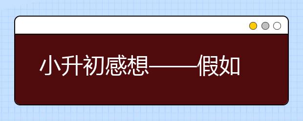 小升初感想——假如