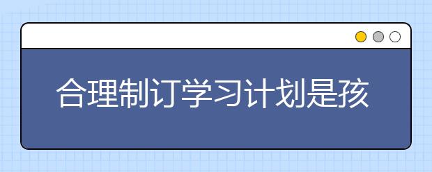 合理制订学习计划是孩子成功的关键？