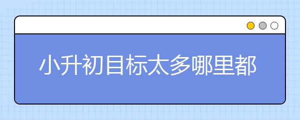 小升初目標(biāo)太多哪里都考不可?。奂议L經(jīng)驗］