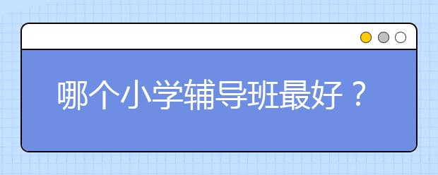 哪个小学辅导班最好？比较好的小学辅导班推荐