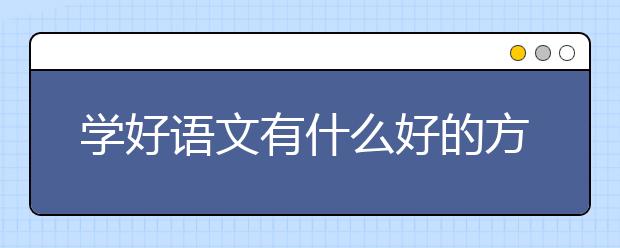 学好语文有什么好的方法？怎么学语文？