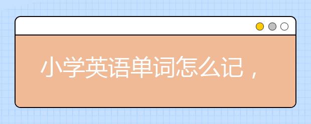 小学英语单词怎么记，小学英语怎么学