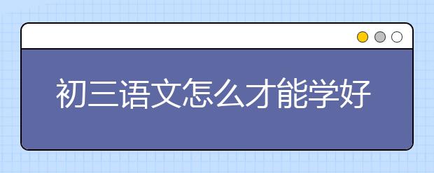 初三语文怎么才能学好？如何提高初三语文成绩？