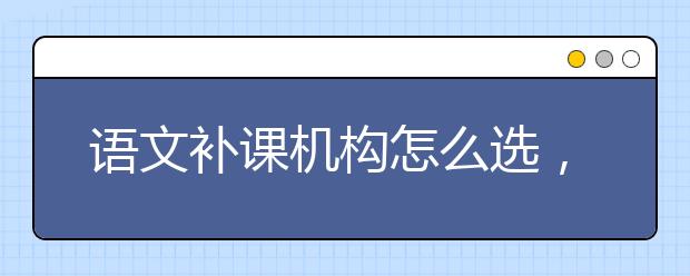 语文补课机构怎么选，语文补习是否有用