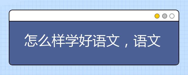 怎么样学好语文，语文学习习惯