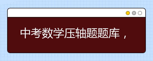 中考数学压轴题题库，中考数学压轴题大全