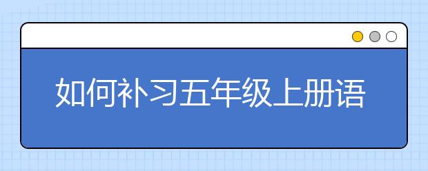 如何补习五年级上册语文？ 五年级上册语文怎么补习？