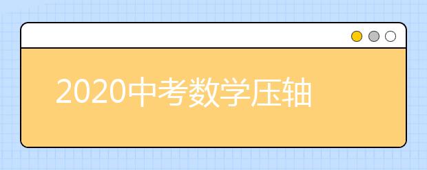 2020中考数学压轴题预测 数学中考压轴题练习题