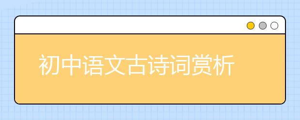 初中语文古诗词赏析   初中古诗词鉴赏专项分析