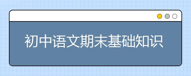 初中语文期末基础知识点讲解与总结