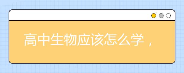 高中生物应该怎么学，高中生物学习方法