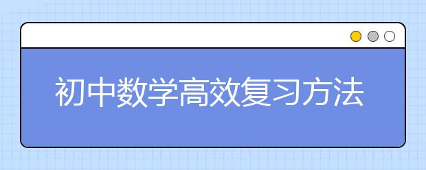 初中数学高效复习方法，初中数学怎么才能学好