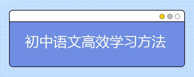 初中语文高效学习方法，初中语文需要掌握什么