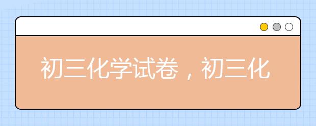 初三化学试卷，初三化学试题及解析