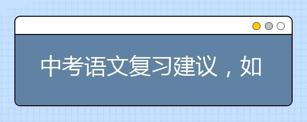 中考语文复习建议，如何考好中考语文