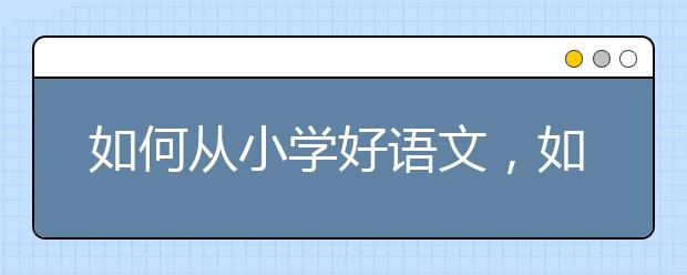 如何从小学好语文，如何快速提高语文成绩
