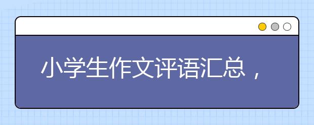 小学生作文评语汇总，小学生作文评语大全集锦