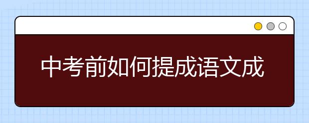 中考前如何提成语文成绩