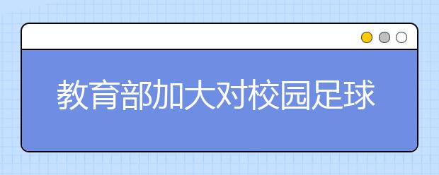 教育部加大对校园足球投入 累计6.48亿元