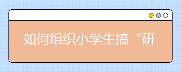 如何组织小学生搞“研究” 什么样的“研究”才是合适的