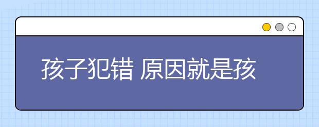 孩子犯錯(cuò) 原因就是孩子自己嗎？