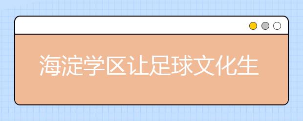 海淀學(xué)區(qū)讓足球文化生根發(fā)芽 以賽促練 提升素養(yǎng)