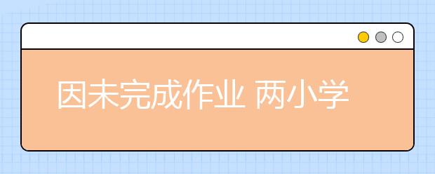 因未完成作业 两小学生“压力山大”逃学迷路！