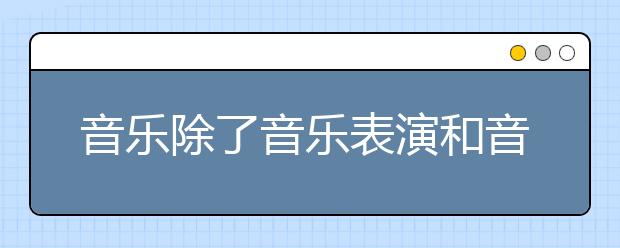 音乐除了音乐表演和音乐教育还有什么专业可以报考？