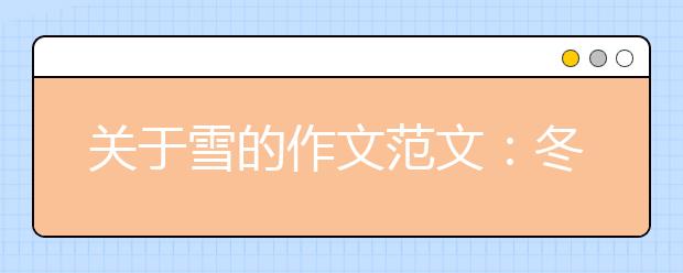 關(guān)于雪的作文范文：冬天的使者——雪