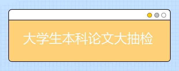 大学生本科论文大抽检