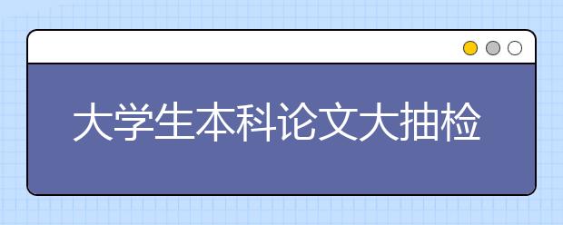 大学生本科论文大抽检