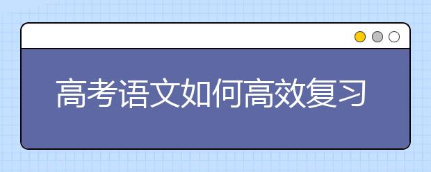 高考語文如何高效復習提高成績