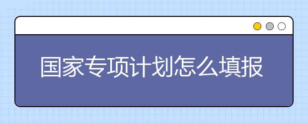 国家专项计划怎么填报？