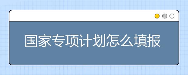国家专项计划怎么填报？