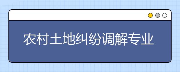 農村土地糾紛調解專業(yè)畢業(yè)出來干什么？