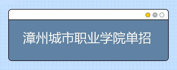 漳州城市职业学院单招2019年单独招生报名时间、网址入口