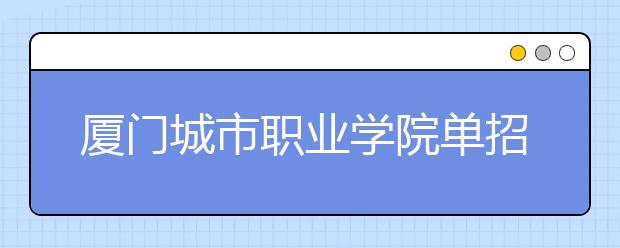 厦门城市职业学院单招2019年招生计划