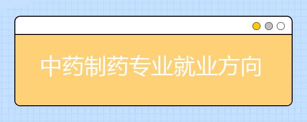 中藥制藥專業(yè)就業(yè)方向有哪些？