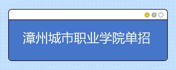 漳州城市职业学院单招2019年招生计划