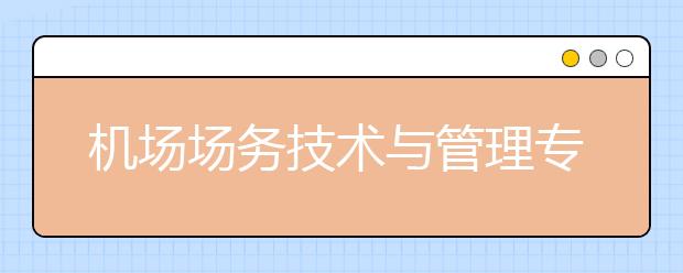 机场场务技术与管理专业毕业出来干什么？