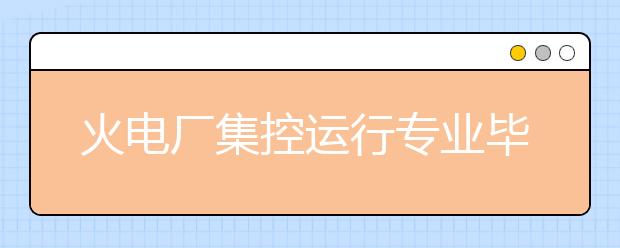 火電廠集控運(yùn)行專業(yè)畢業(yè)出來干什么？